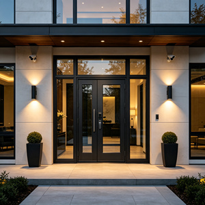 Thermal Break Aluminum Security Entry Door Glazed Ballistic Glass Waterproof