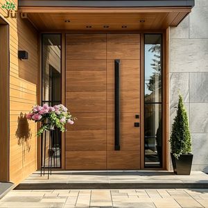 Mid Century Solid Mahogany Wood Matte Finish Sustainable Eco Friendly Luxury Estate Main Exterior Front Pivot Door