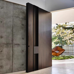 High Security Exterior Main Entrance Doors Customized Made Model Wooden & Aluminum Pivot Front Entry Door