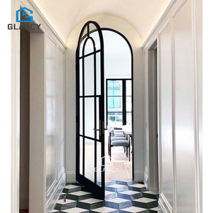 French Exterior Entry Modern Glass Arch Door