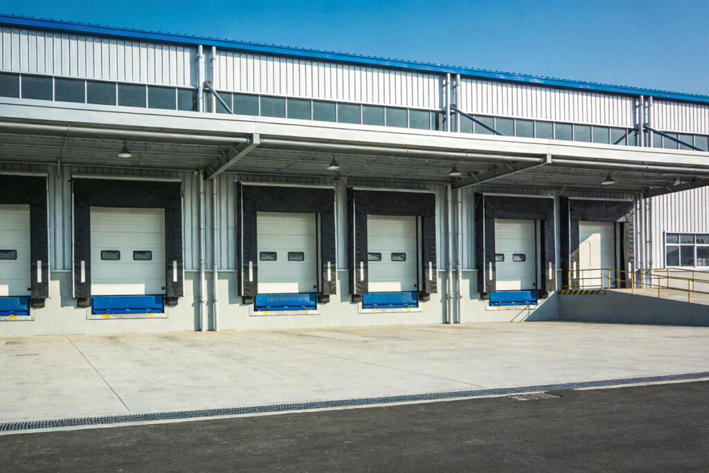 Mixed-use commercial building with fire rated doors and casement windows