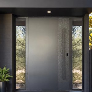 Minimalist Cast Aluminum Entry Door for Modern Villas