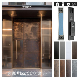 Canada Modern Villa Entrance Design Heavy Duty Vintage Rustic Finished 6 Panel Heat Insulated Aluminum Security Door