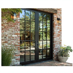 French Style Exterior Entry Double Tempered Glass Aluminum Swing Door