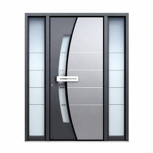 Modern Aluminum Security Entry Door System Multi-Point Locking Exterior Front Entrance Door With Privacy Sidelights Graphite