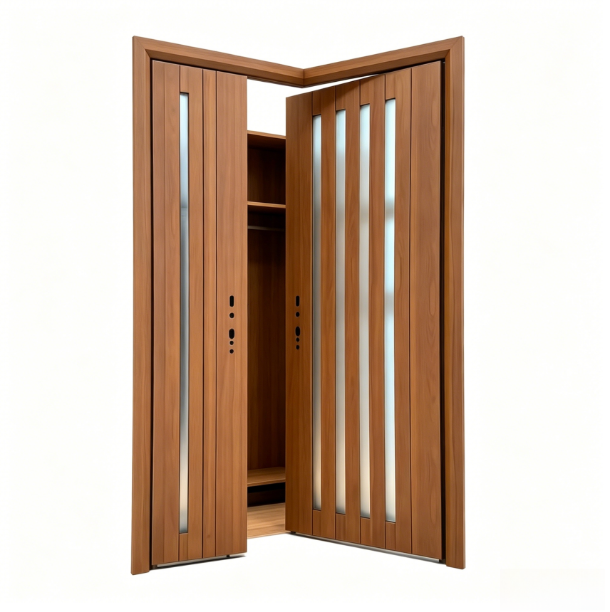 Modern Wood Grain Pivot Front Entry Door