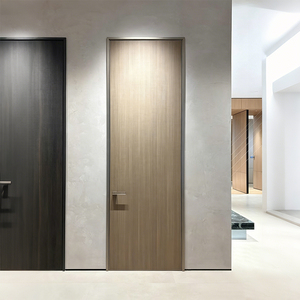 Factory Direct Sale Modern Aluminum Honeycomb Interior Door Impact Resistant Soundproof Villa Aluminum Frame Wood Veneer Door