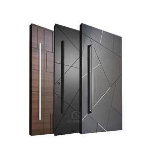 Modern Designed Wooden Exterior Double Pivot Doors Stainless Steel System